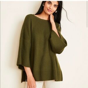 Ann Taylor Olive Green Pointelle Poncho NWT